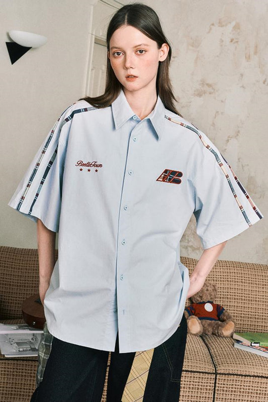 Grid Pattern Half Sleeve Shirt