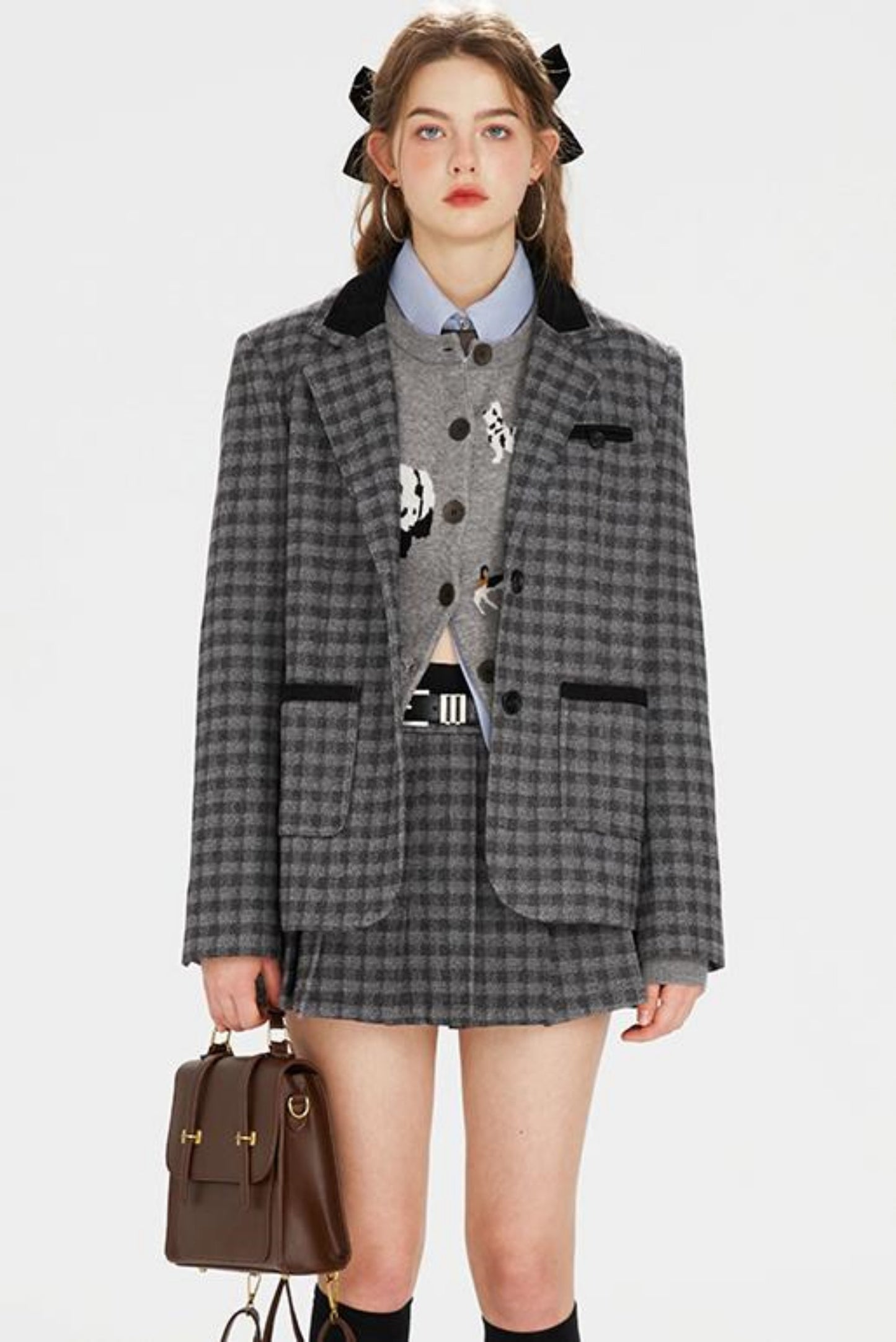 Tartan Color-Block Jacket Set-Up