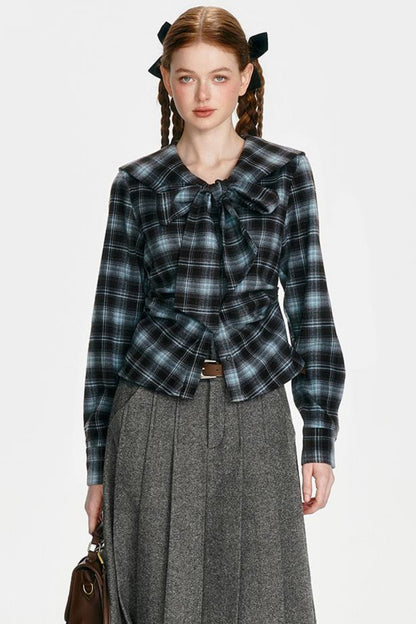Navy Collar Collegiate Plaid Shirt