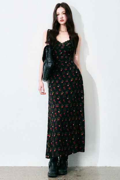 Floral Black Tie Dress