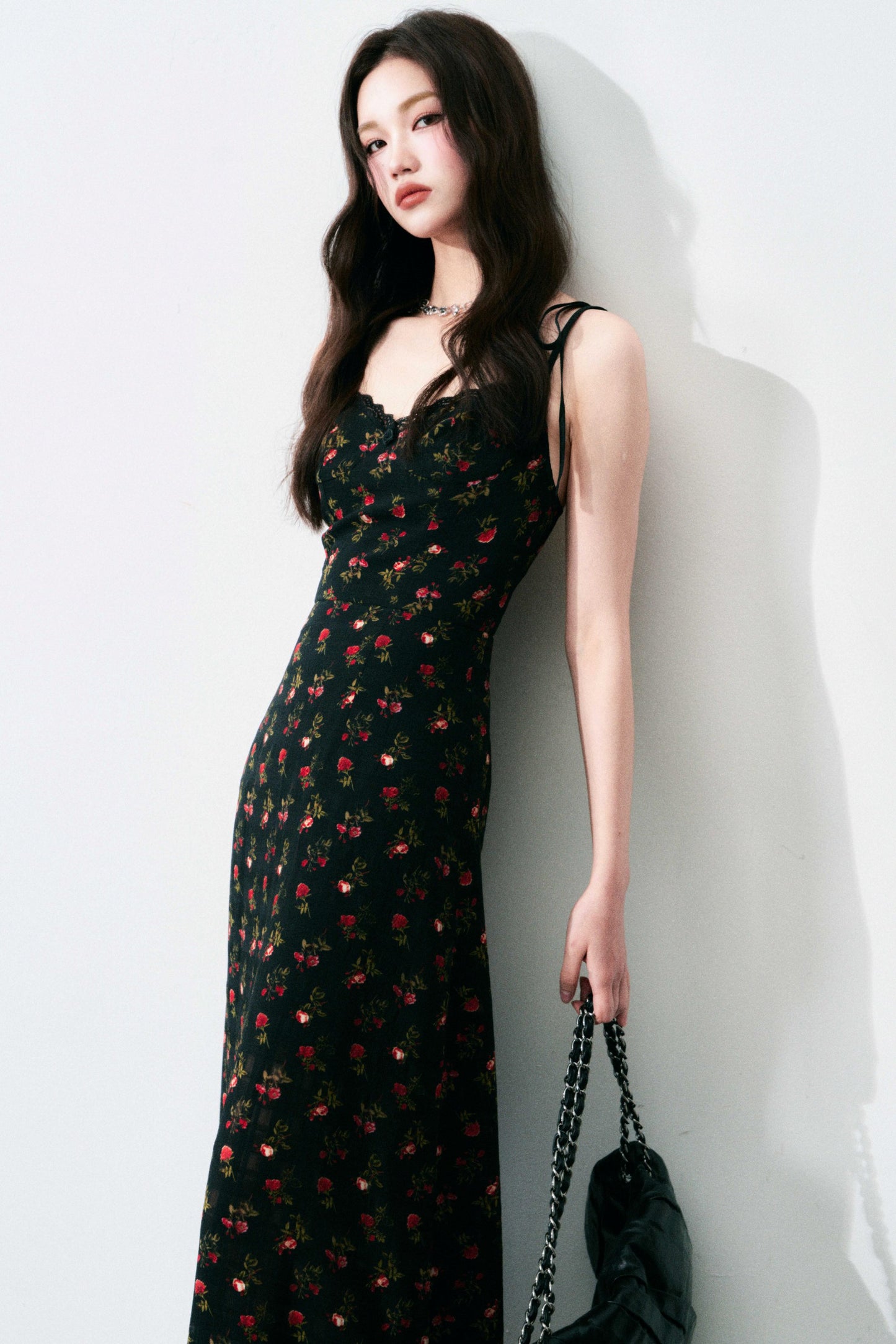 Floral Black Tie Dress