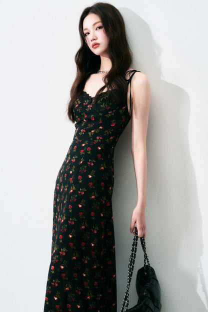 Floral Black Tie Dress