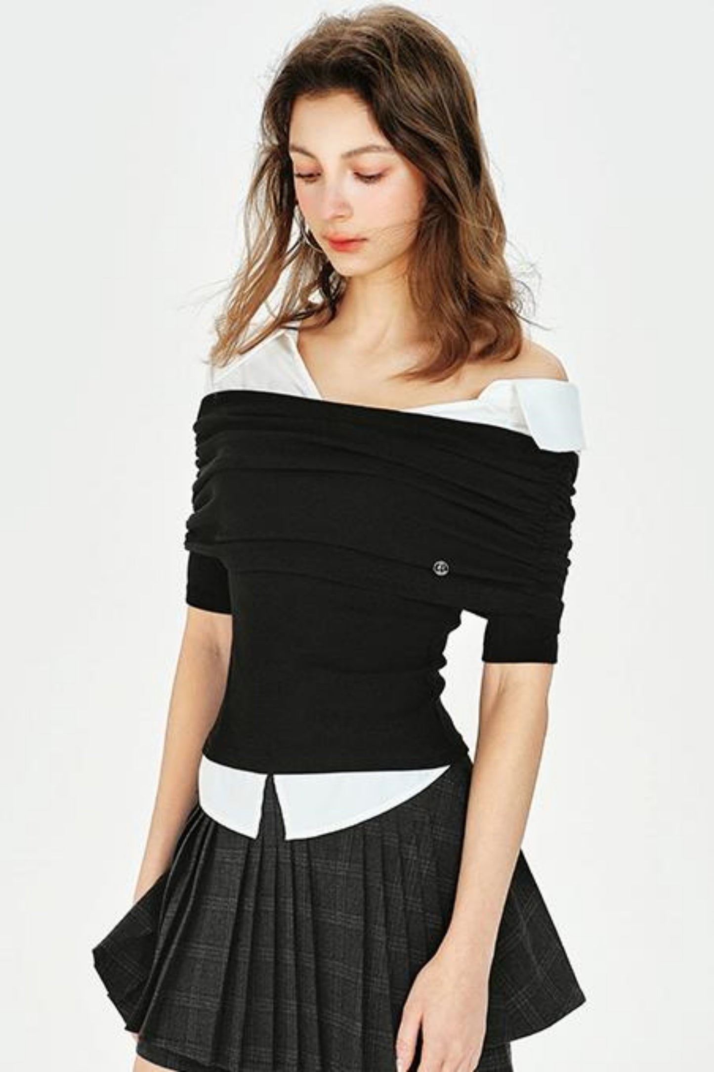 Vintage Style Off-Shoulder Knit Top