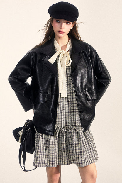 Midi Leather Jacket Set-Up