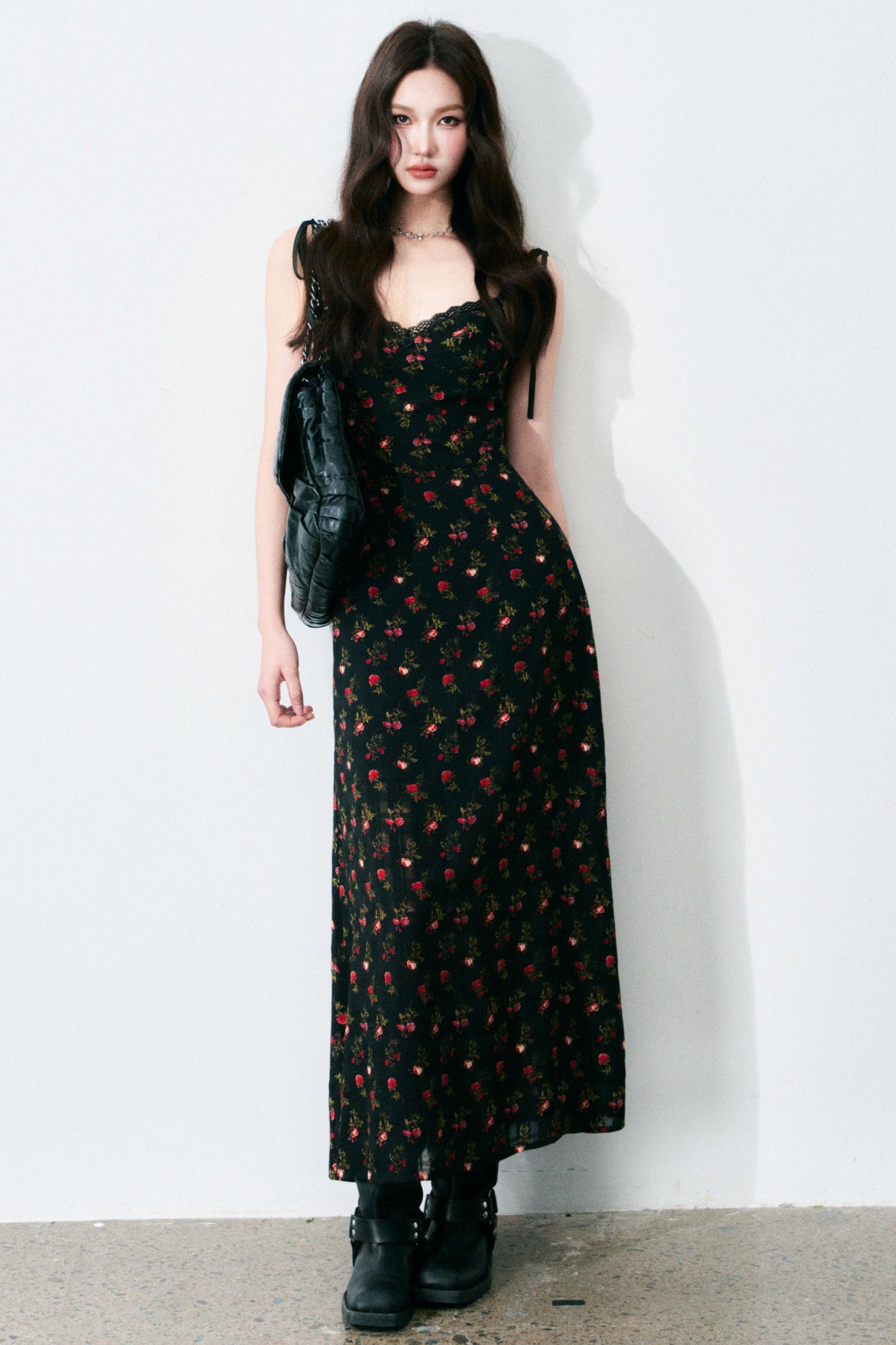 Floral Black Tie Dress
