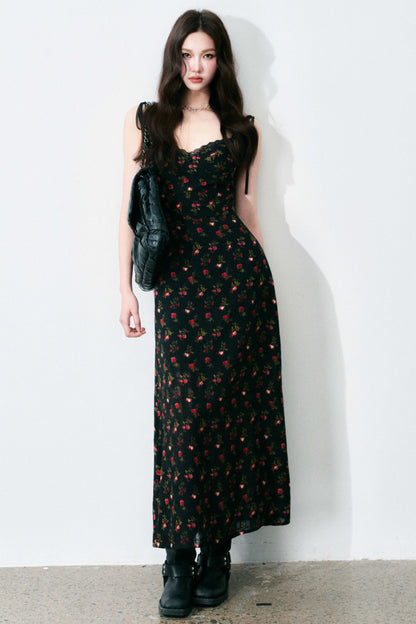 Floral Black Tie Dress