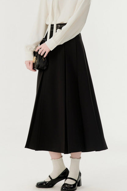 Spring Pleated A-Line Skirt