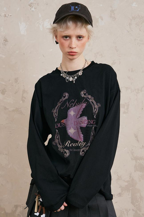 Swallow Print Long T Shirt