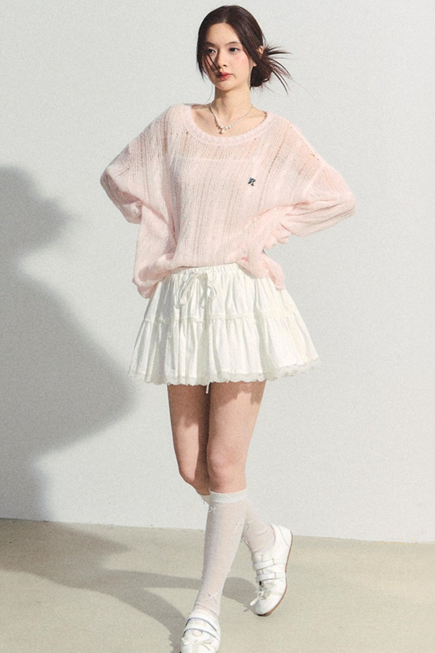 Pink Mohair Cowl Top