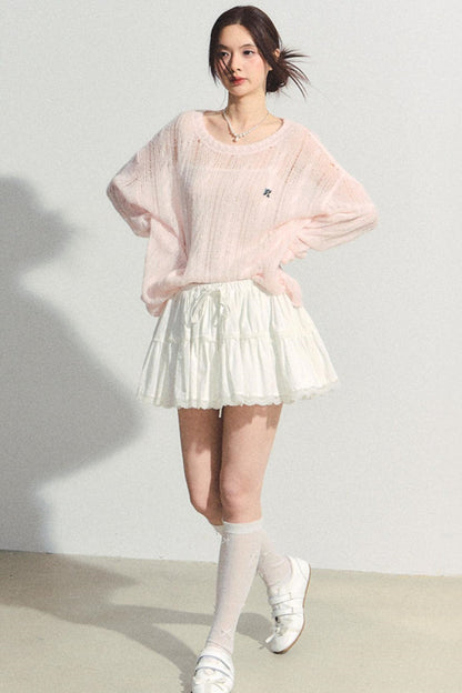 Pink Mohair Cowl Top