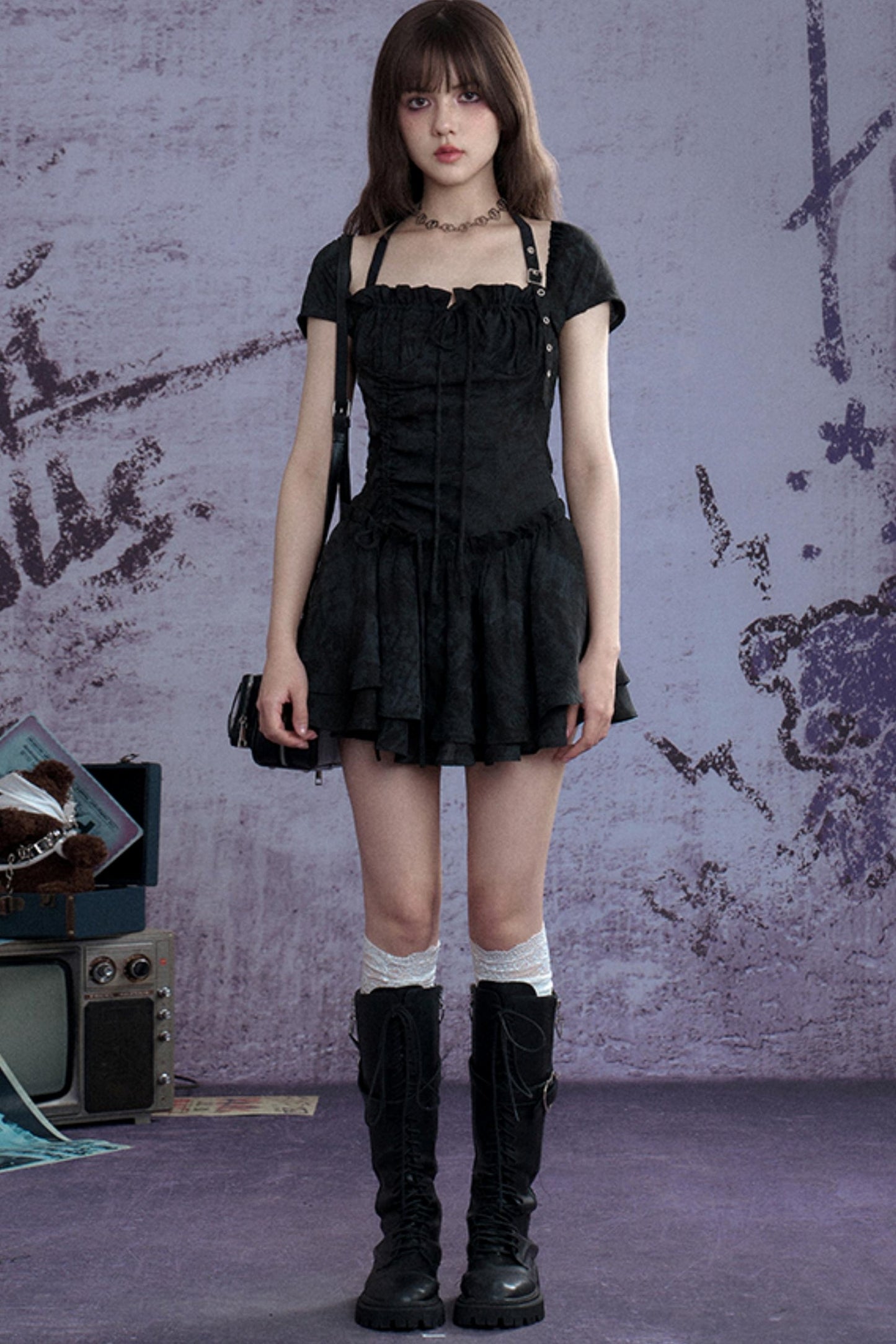 Coolred Peplum Drawstring Dress