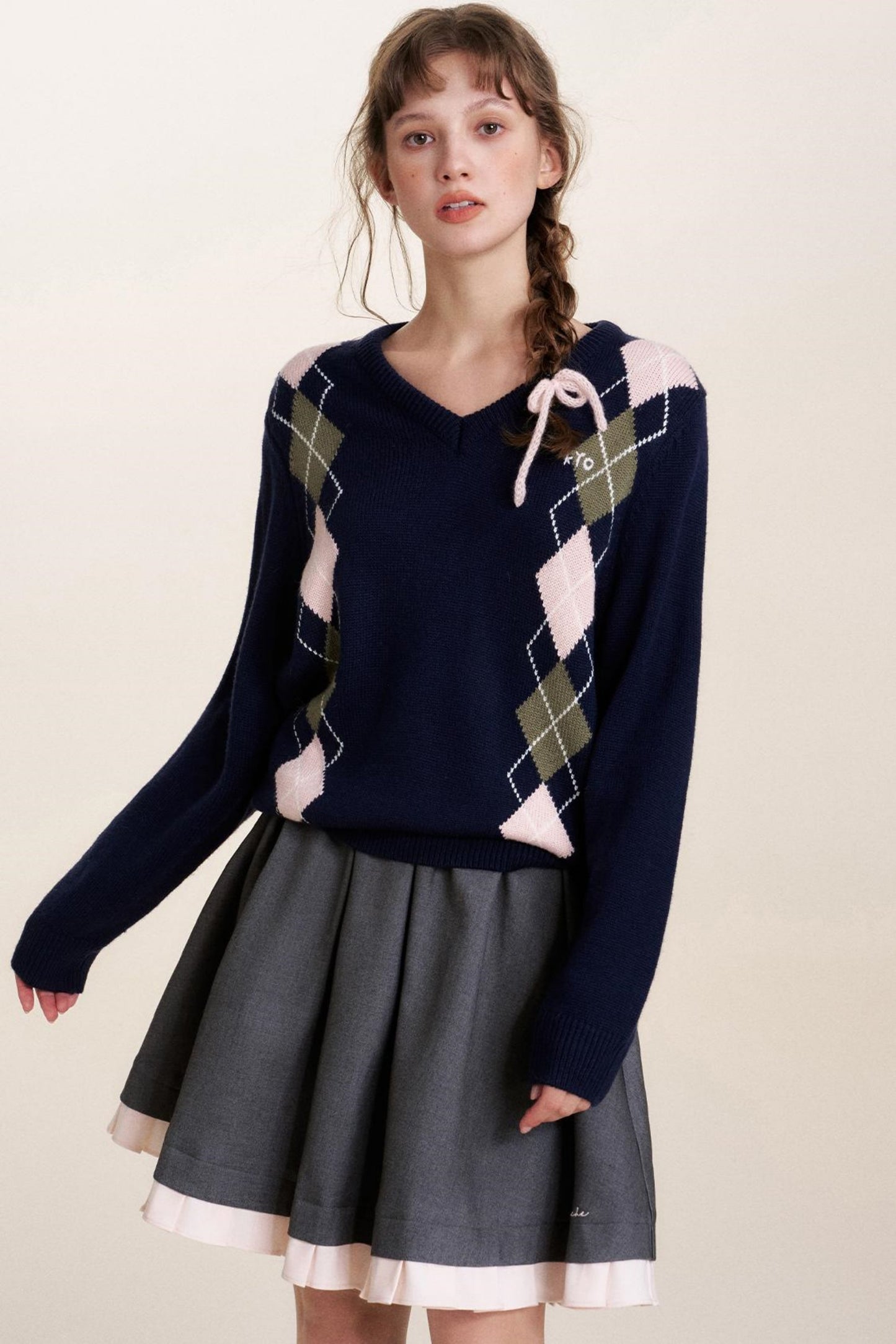 Diamond V-Neck Sweater