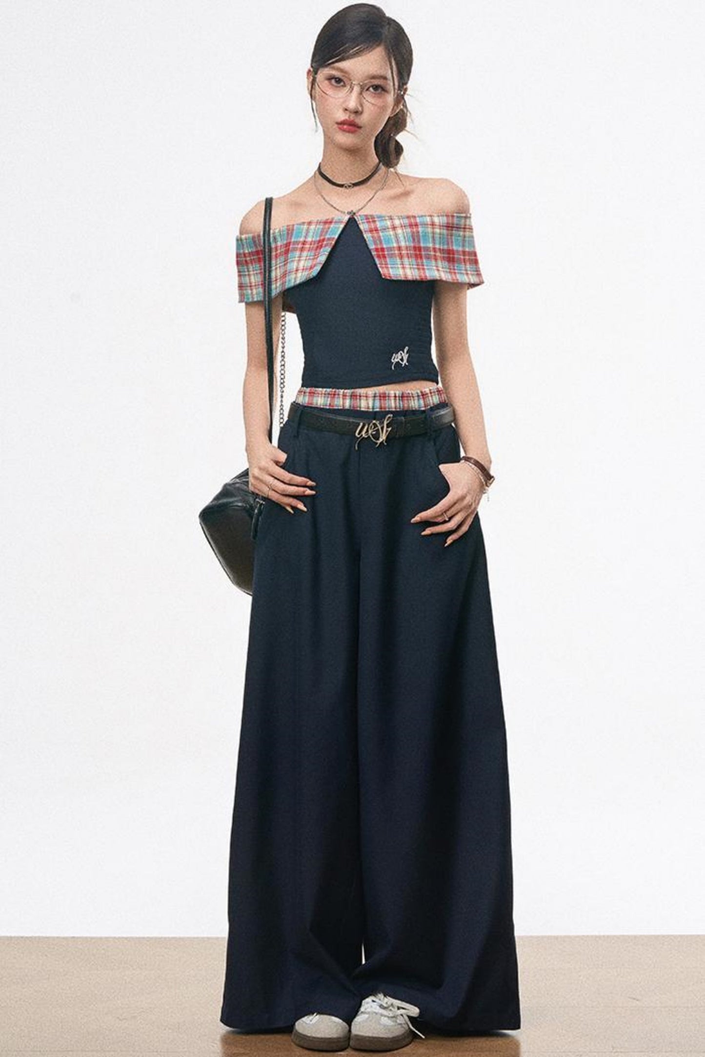 One-Shoulder Top & Wide-Leg Pants Set-Up