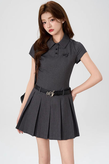 Summer Pleated Polo Dress