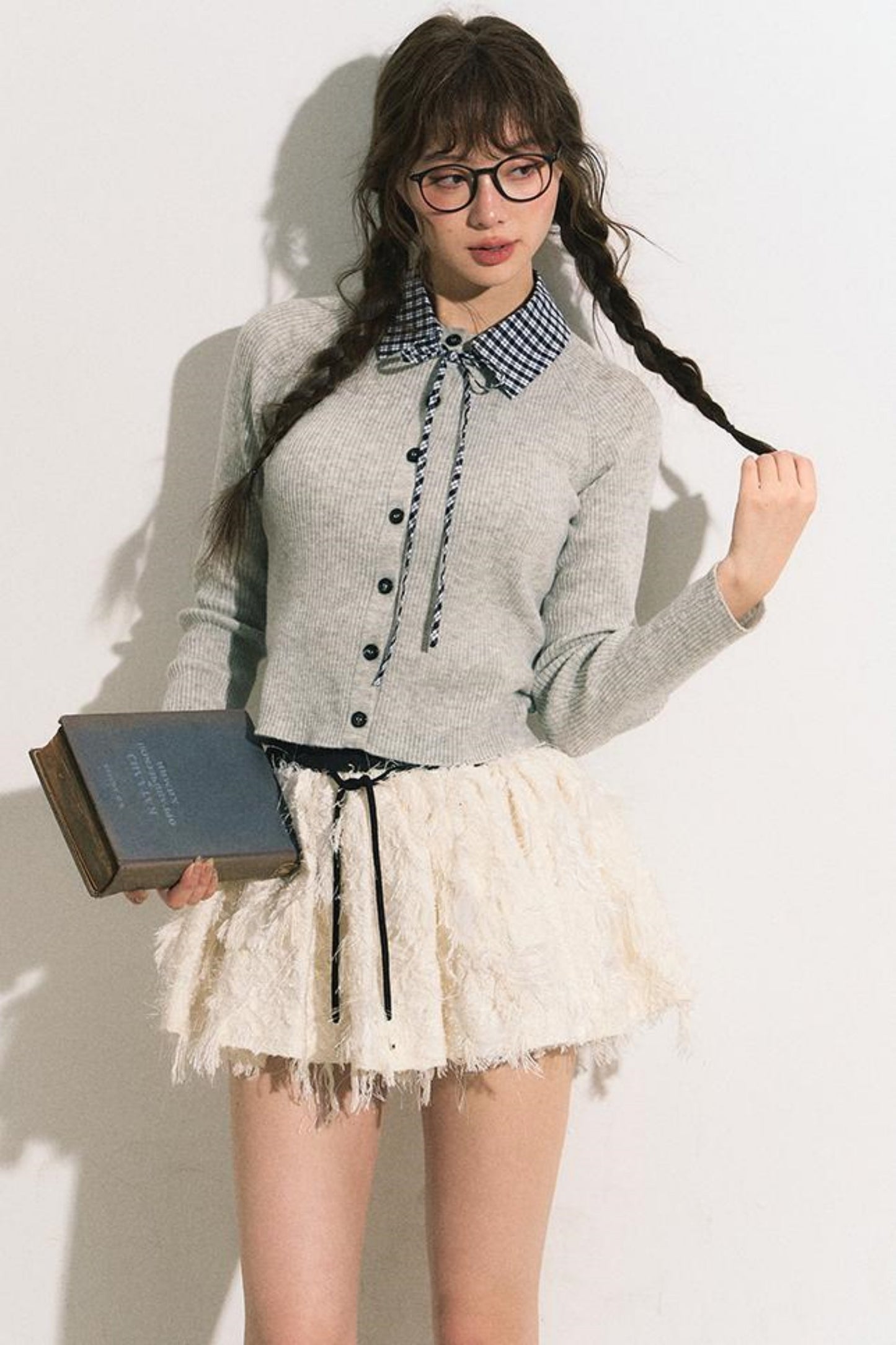 Slim Gray Knit Cardigan