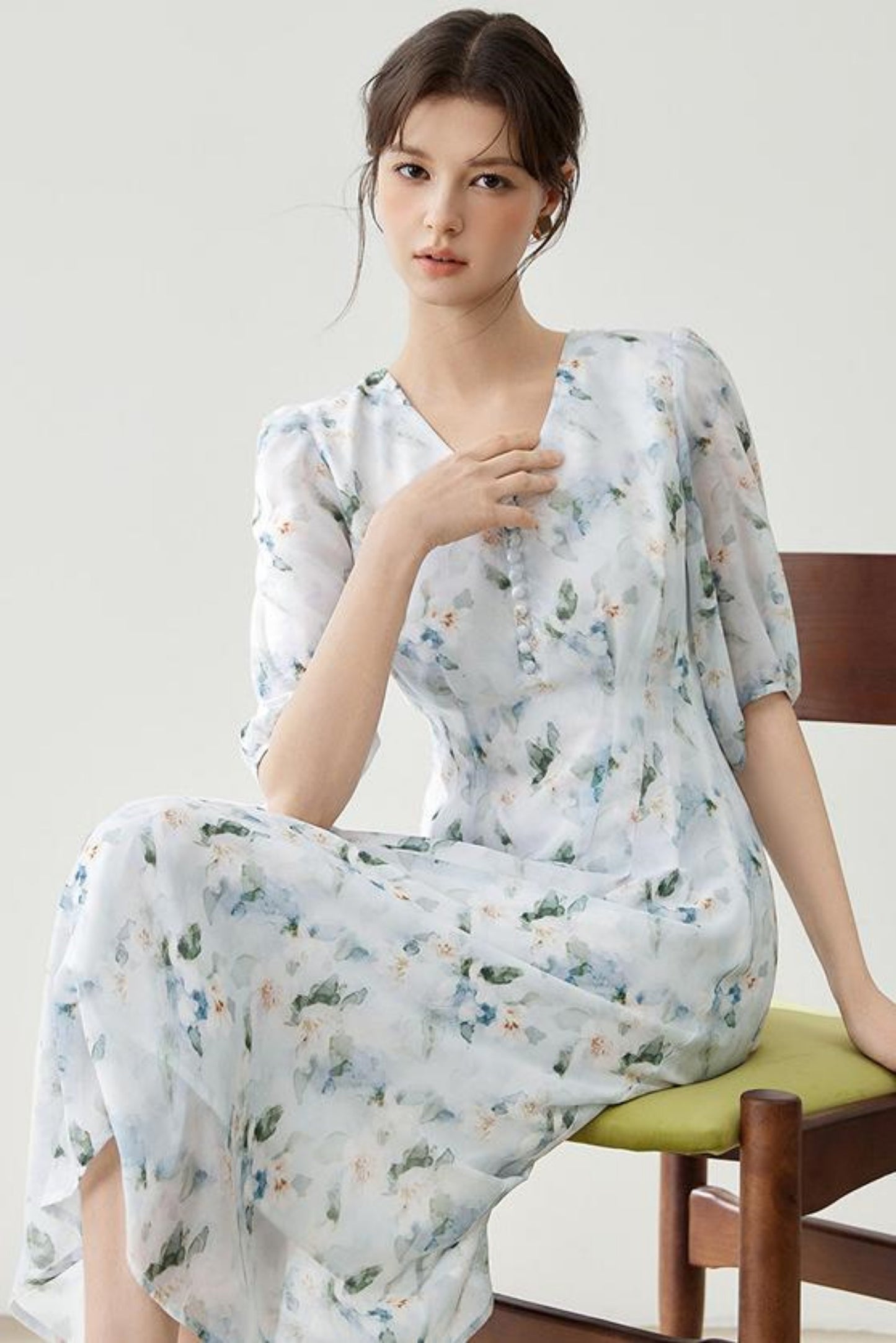 French Floral Midi Dress