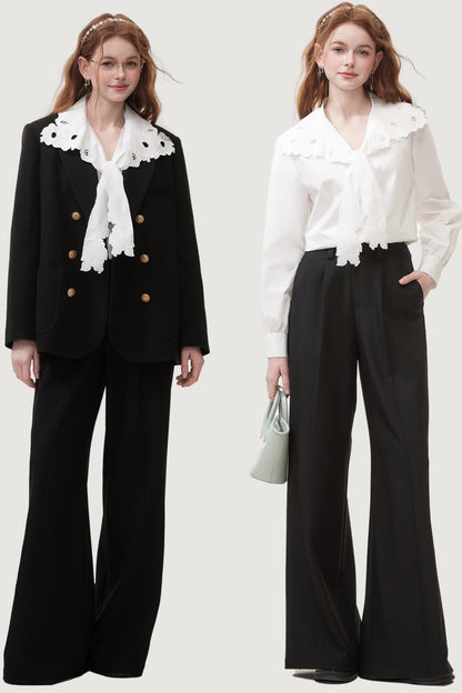 Hollow Embroidered White Blouse Top