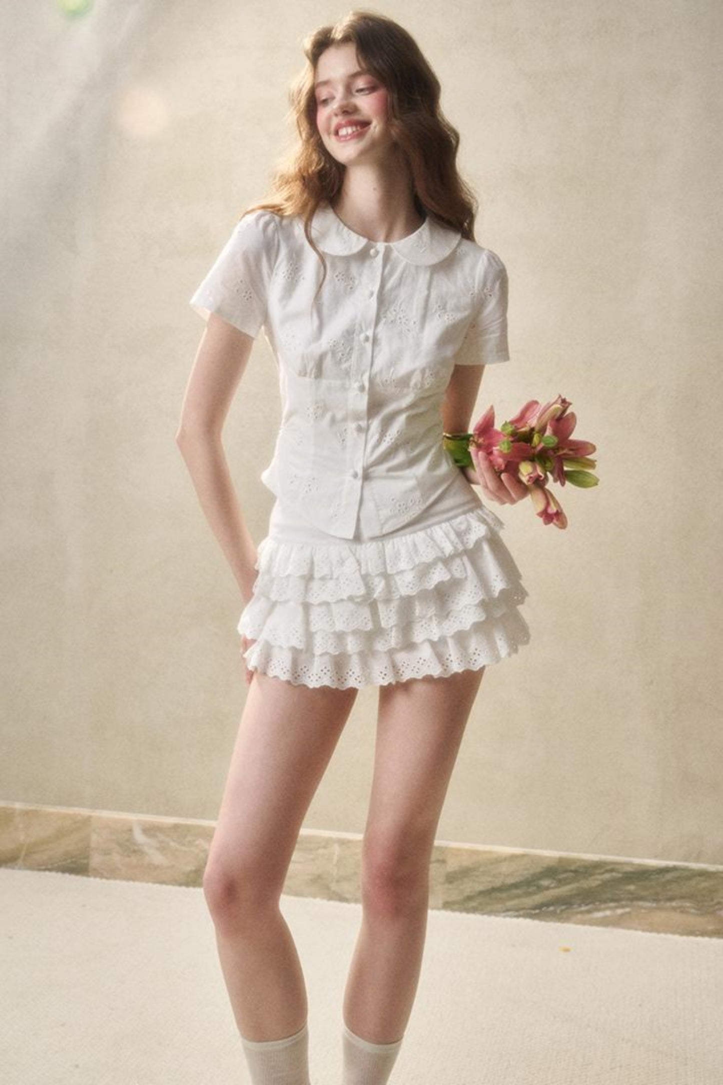 White Mint Cotton Lace Set-Up