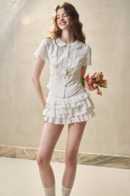 White Mint Cotton Lace Set-Up