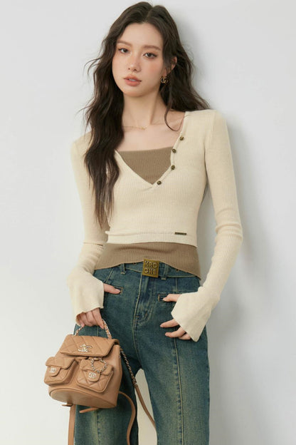 Color-block Knit Top