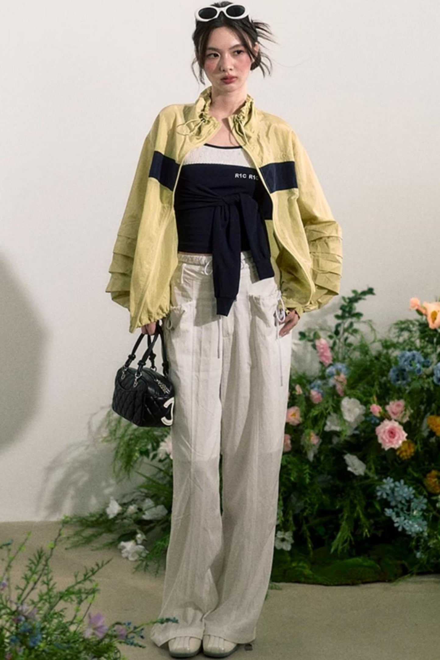 Lace-Trim Wide-Leg Pants