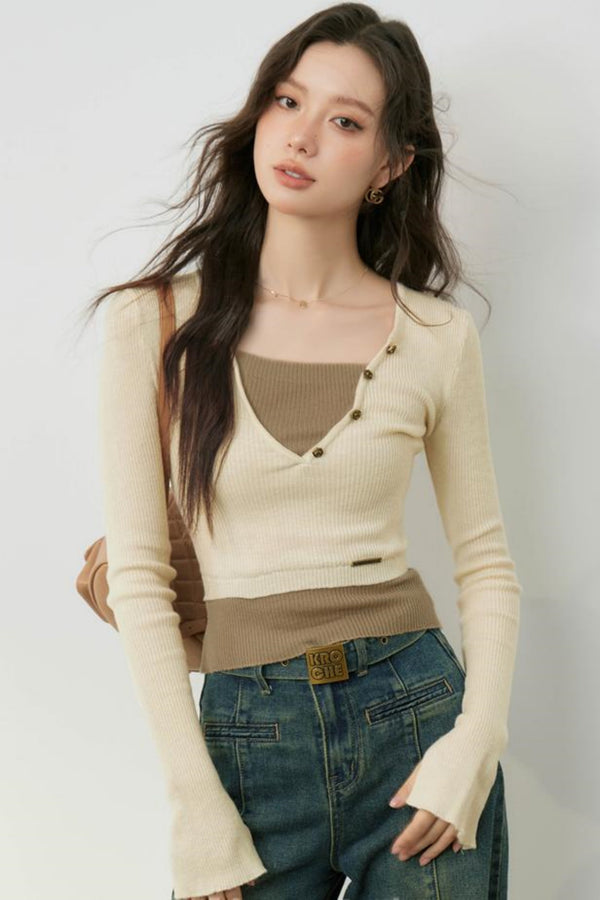 Color-block Knit Top