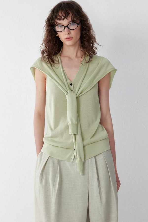 Luxury Knit Vest With Shawl Set-Up