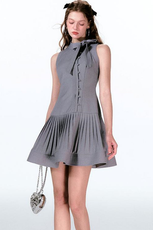 Pleated Bow Tie Dress