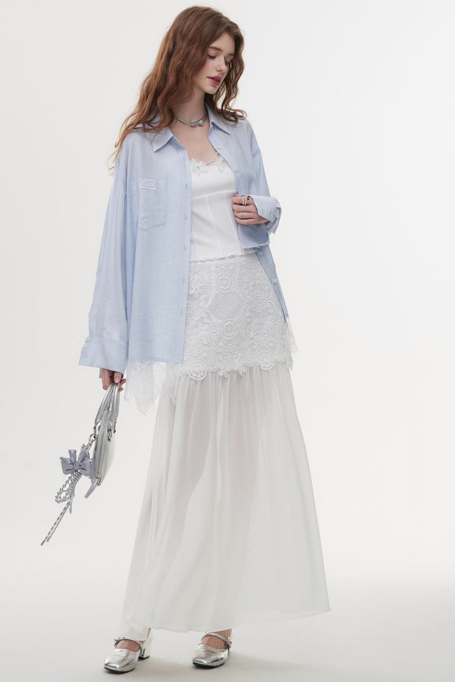 Lace-Trimmed Casual Shirt