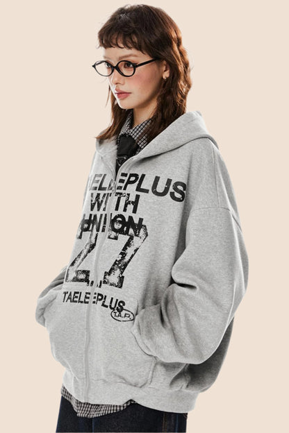 Nostalgic Gray Hooded Cardigan Jacket