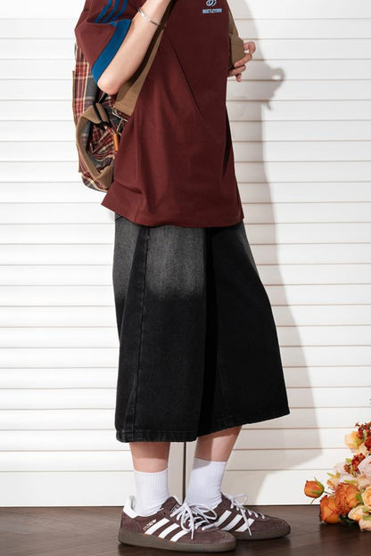 Washed Cropped Denim Pants