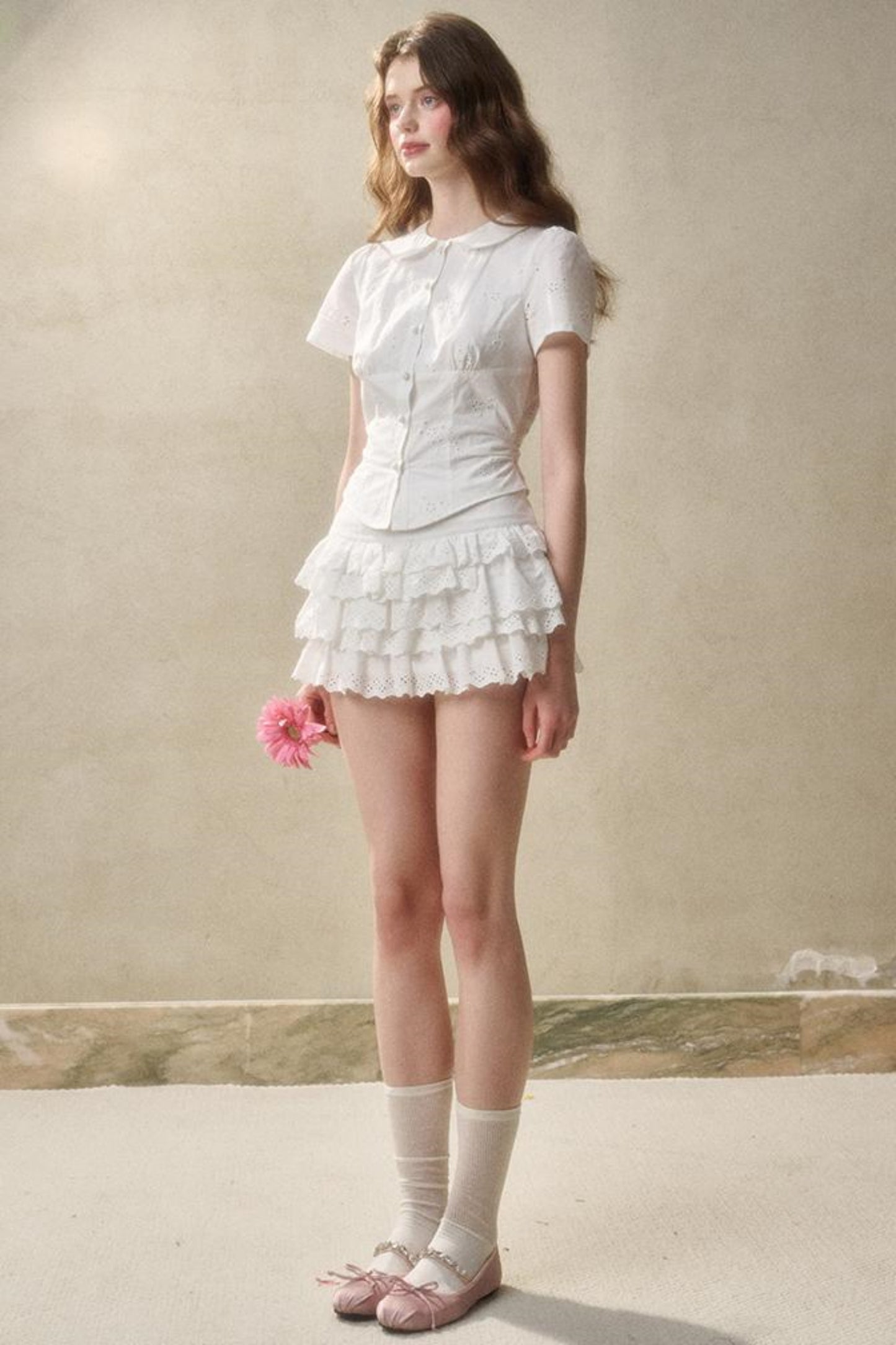 White Mint Cotton Lace Set-Up