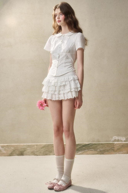 White Mint Cotton Lace Set-Up