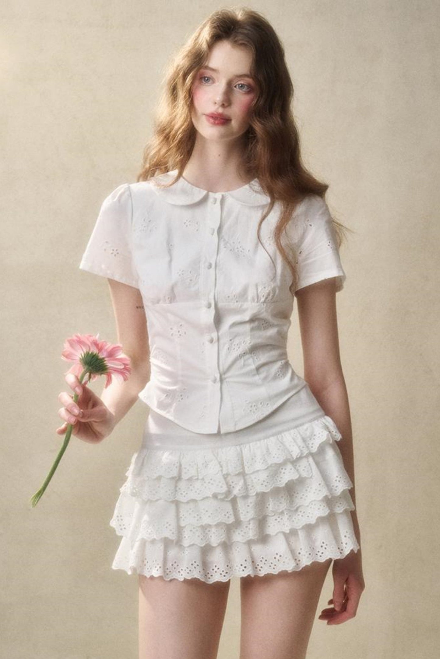 White Mint Cotton Lace Set-Up