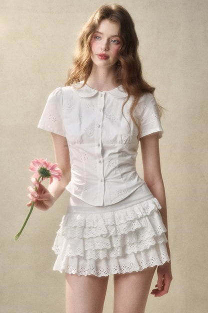 White Mint Cotton Lace Set-Up