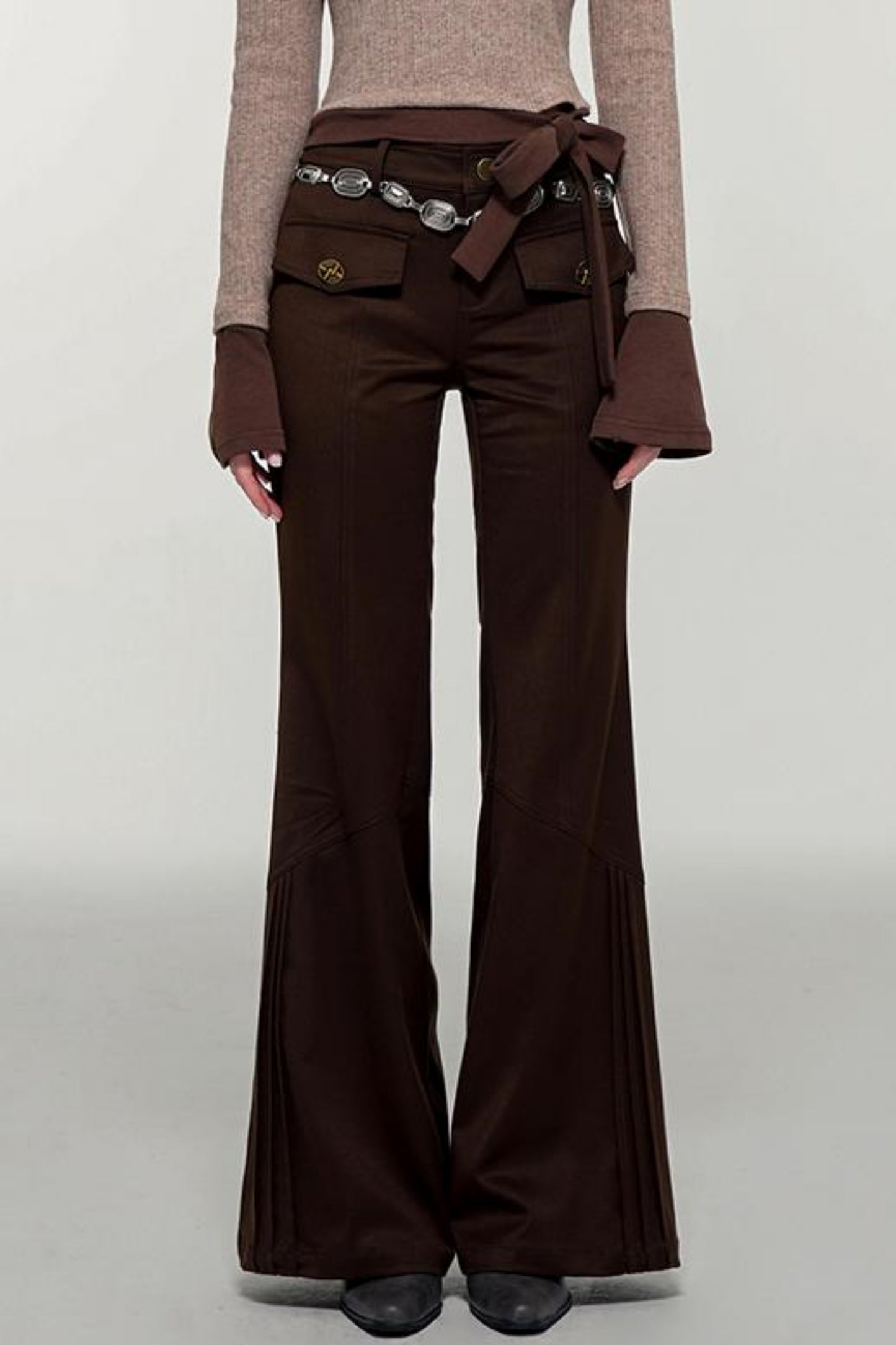 Retro Brown Flare Pants