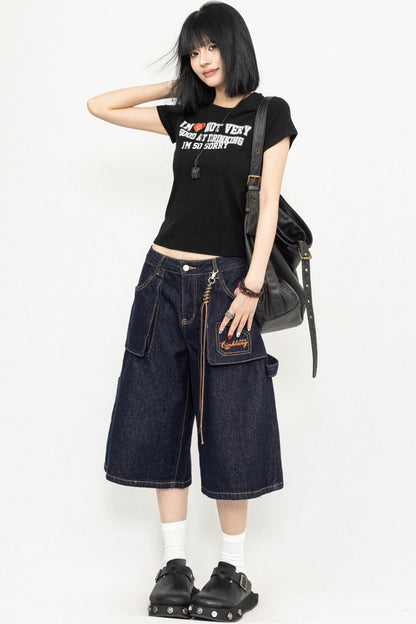 Wide-Leg Denim Trousers