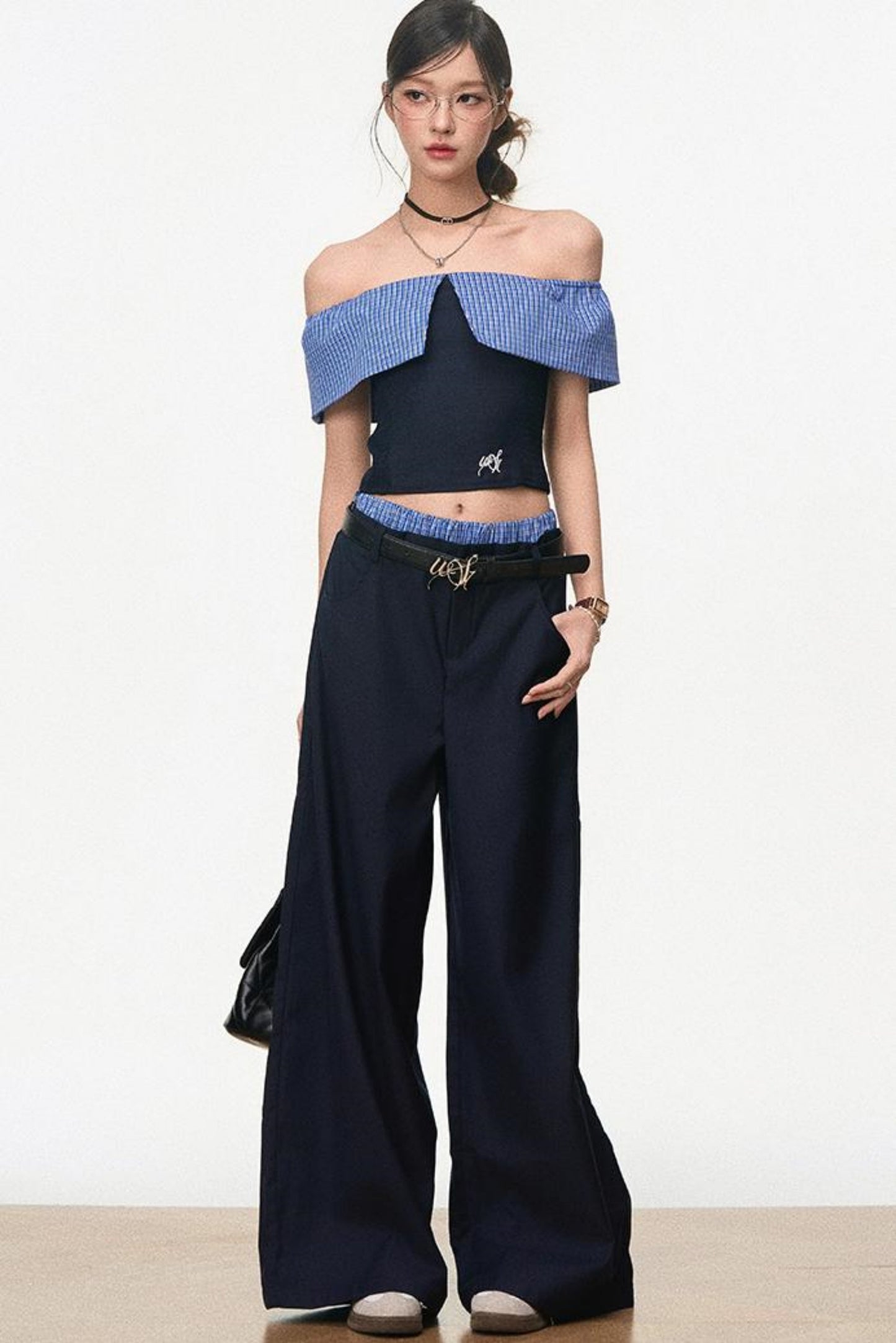 One-Shoulder Top & Wide-Leg Pants Set-Up