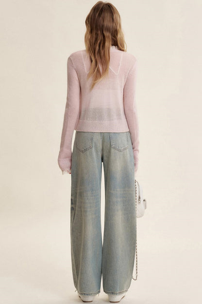 Sheer Organza Mohair Cardigan