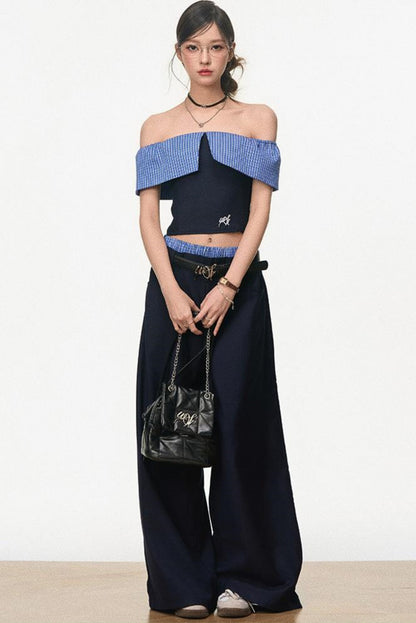 One-Shoulder Top & Wide-Leg Pants Set-Up