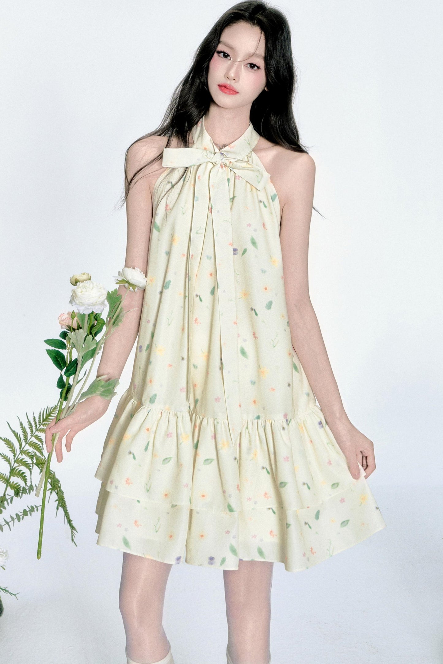 Vacation Floral Bow Dress