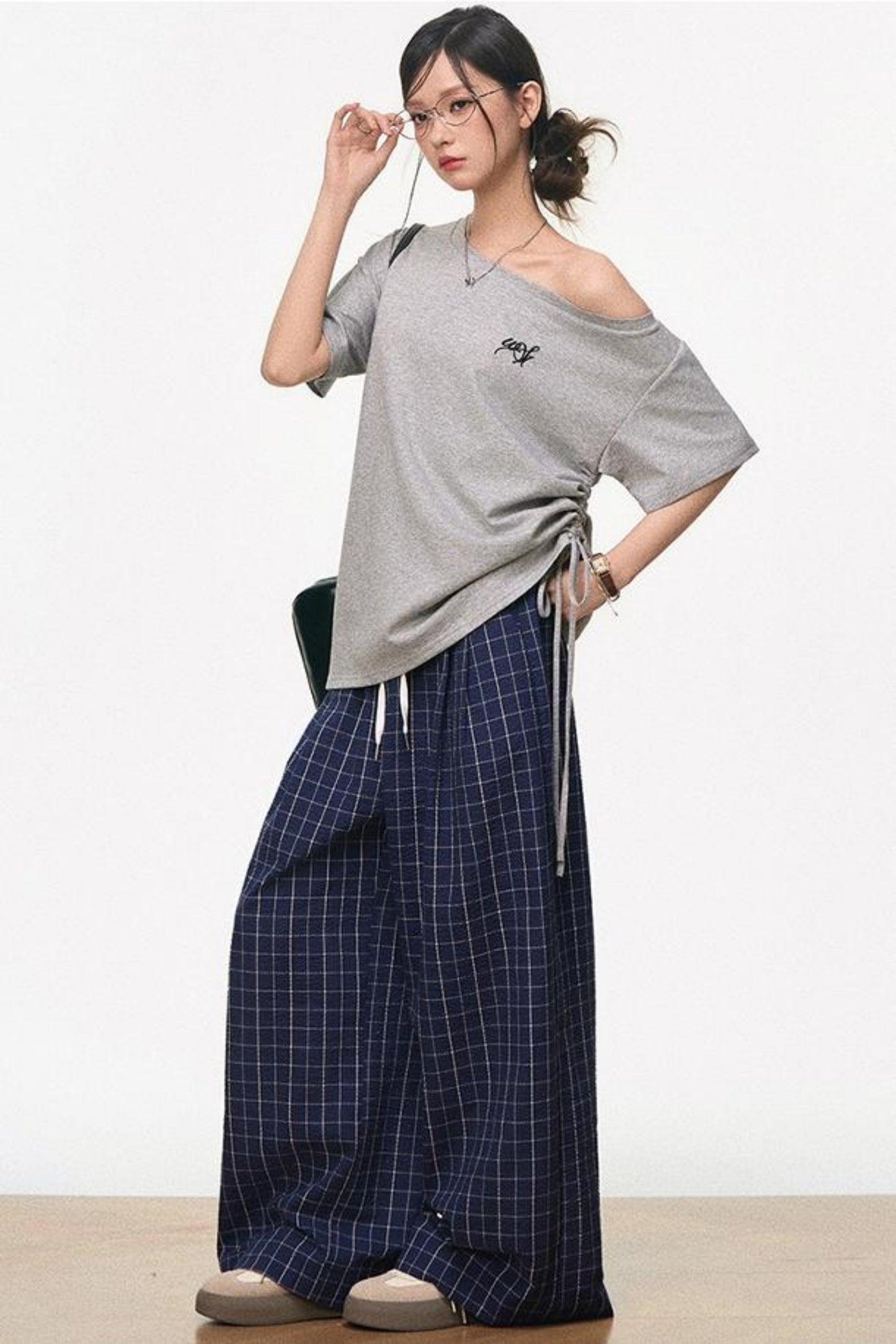 Vintage Plaid Wide-Legged Pants