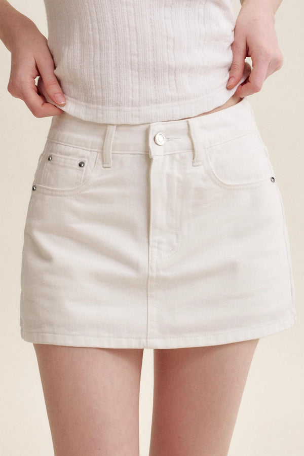 Bow Patch Denim Halter Skirt