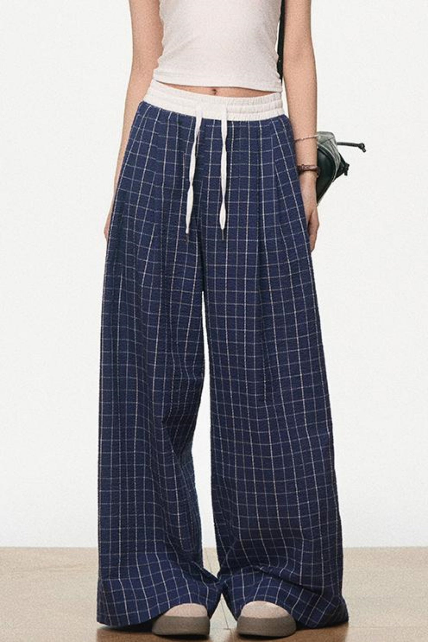 Vintage Plaid Wide-Legged Pants