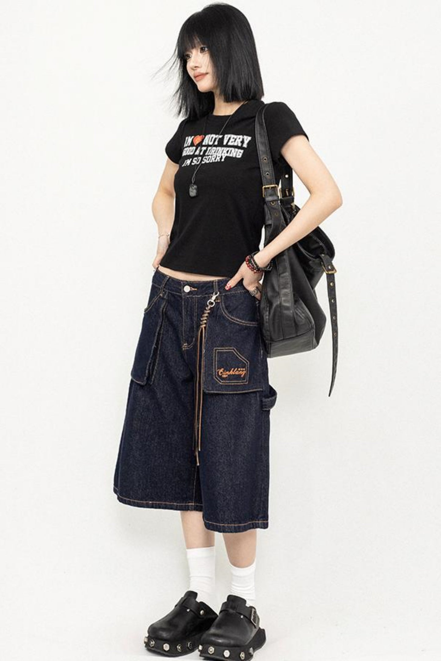 Wide-Leg Denim Trousers