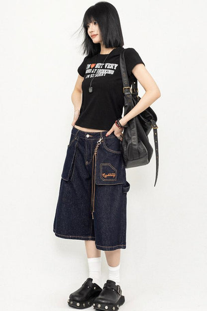 Wide-Leg Denim Trousers