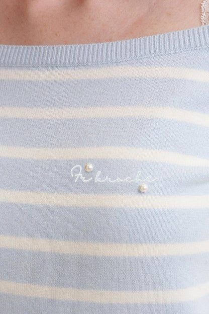 Preppy Style Striped Knit Top