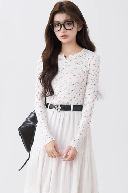 Floral Reverse Long Sleeve Top
