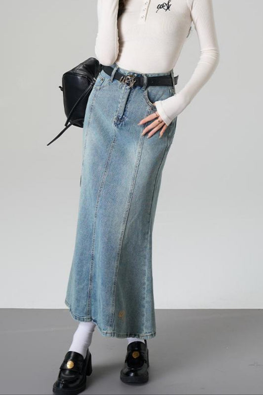 Vintage Fishtail Denim Skirt