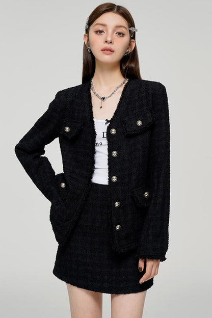 Black Edge Jacket & Chili Skirt Set-Up